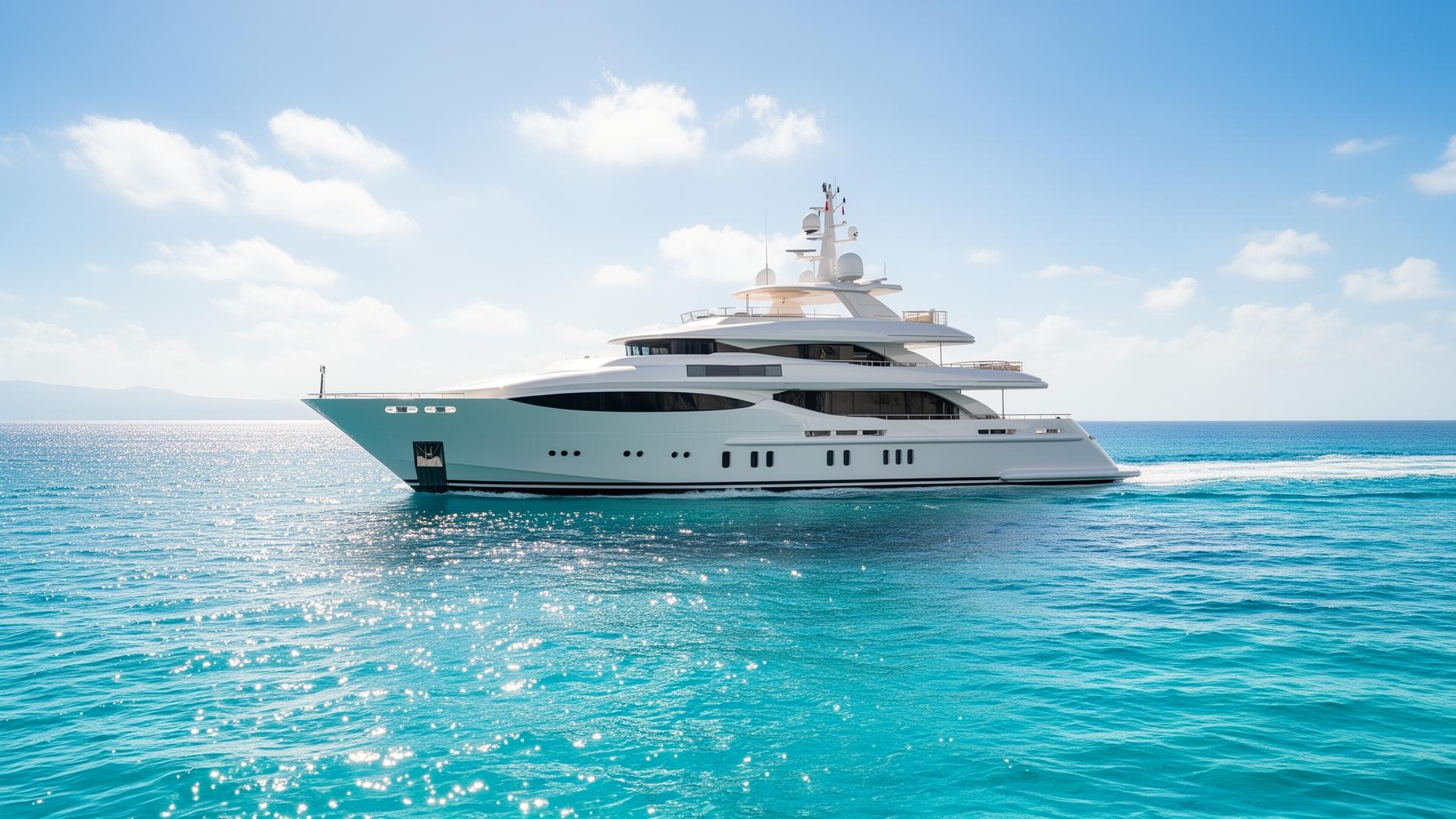 Superyacht at twilight